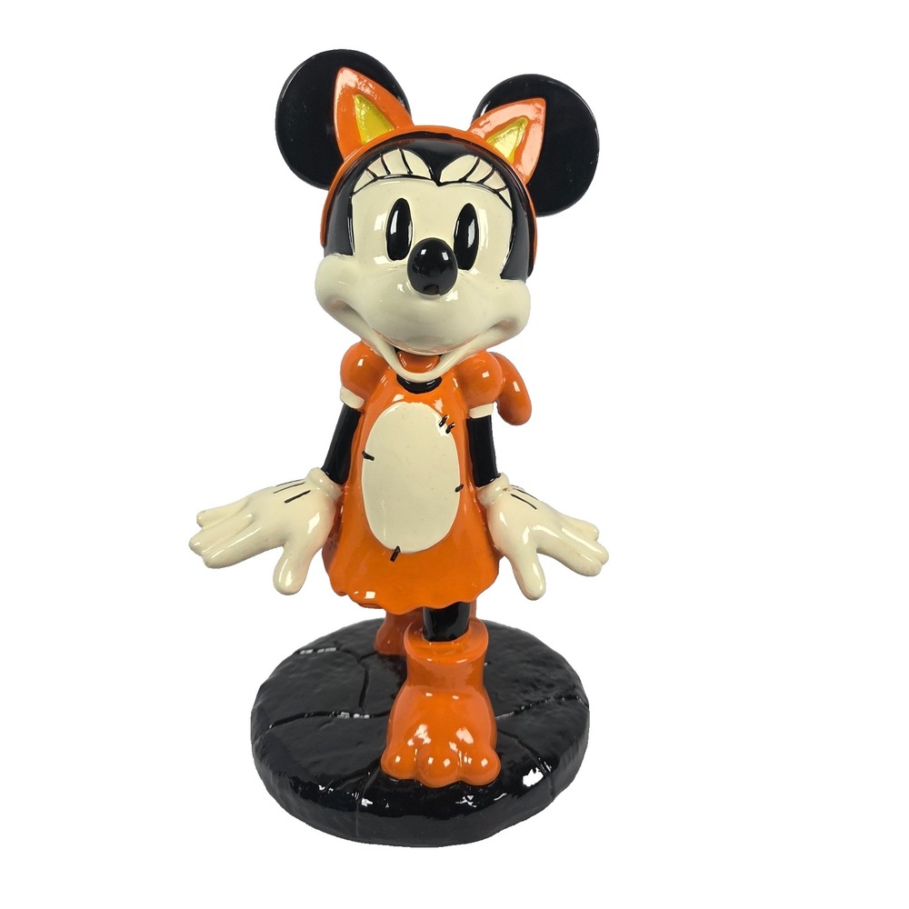 Disney Minnie Mouse Halloween Cat Costume Figurine 10 Inch Orange Black New